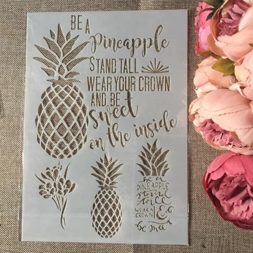 TIAMECH A4 Reusable Pineapple Stencil for Painting - style: Pineapple