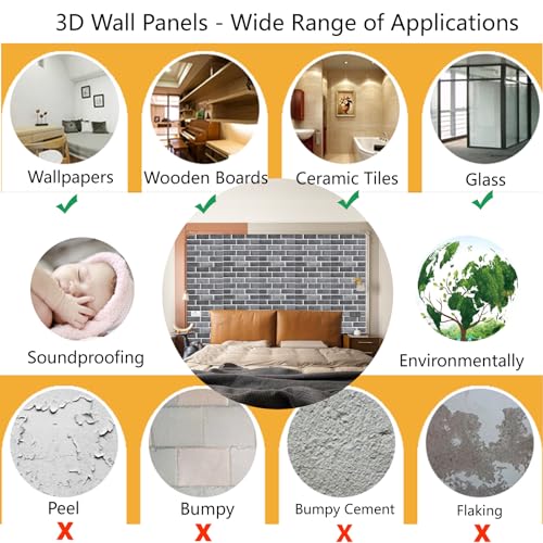 3D Wall Panels Peel and Stick 10 PCS PVC Brick Stone Wallpaper - color: Gray