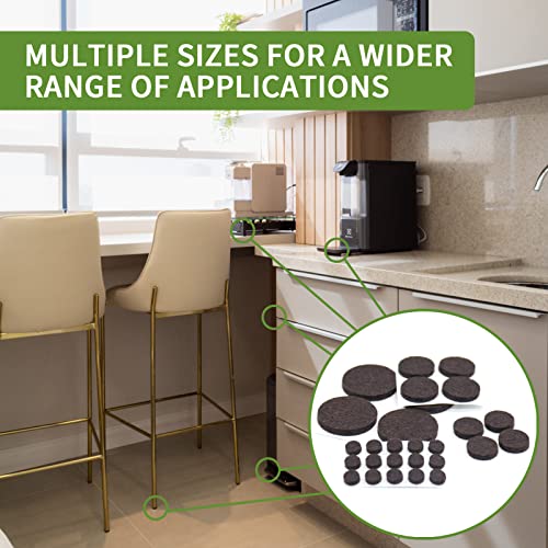 Felt Furniture Pads for Hardwood Floors 162 PCS, Round, Brown - size: 162PCS Value Pack Round Dark Brown