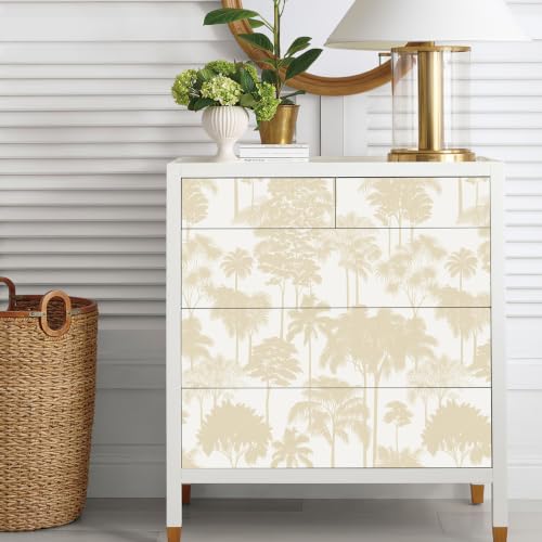 JiffDiff Cream Beige Forest Tree Peel and Stick Wallpaper,17.3" x 400" - color: Cream Beige, size: 17.3" x 400"