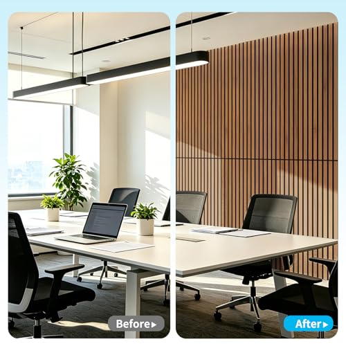 Art3d 47 x 23.6 Inch Acoustic Wood Slat Design Wall Panel, 4-Pack, Chestnut - color: Chestnut, size: 23.6" x 47"