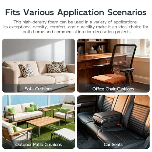 Vicatiful High Density Upholstery Foam - 5" x 24" x 24" Firm Foam Padding - size: 5" x 24" x 24"