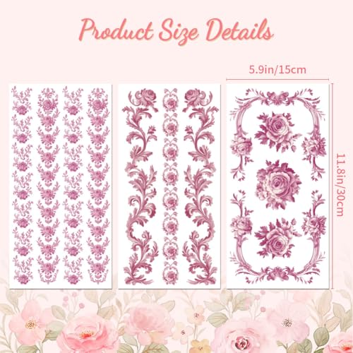 Peacoblue Purple Flower Border Rub On Transfers for Furniture Craft 6"x12" - style: Purple Flowers Border