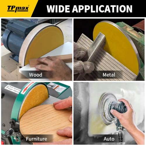 TPmax 6-Inch 320-Grit Gold PSA Sanding Discs, 50 Pack – Pro-Grade Self-Adhesive Stickyback Sandpaper with Quick-Release Tabs for DA Sander, Ultra-Fine Automotive/Wood/Metal Sanding - style: 320 Grit