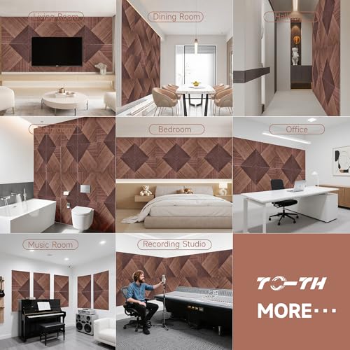 TO-TH Sound Proofing Panel Peel and Stick Wall Panels 6Pack, Red Sandalwood - color: Red Sandalwood