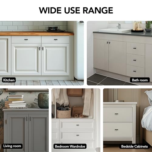 HOME EDIT 10 Pack Matte Black Cabinet Knobs 2 in, Black Square Bar Hardware - color: Black&square Bar