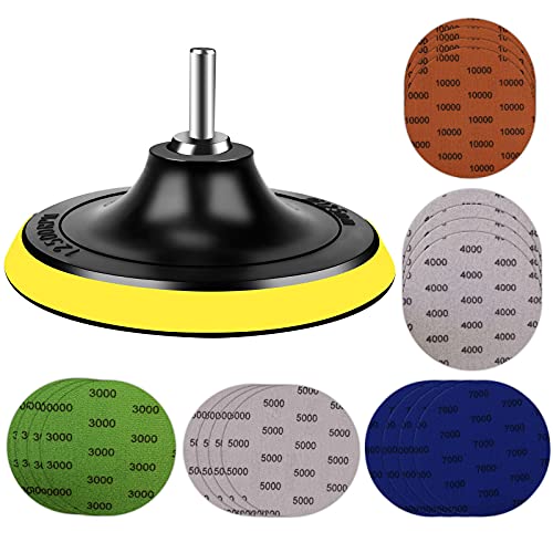 5Inch 20Pcs Wet Dry Sanding Disc Sandpaper Hook and Loop with Backing Pad