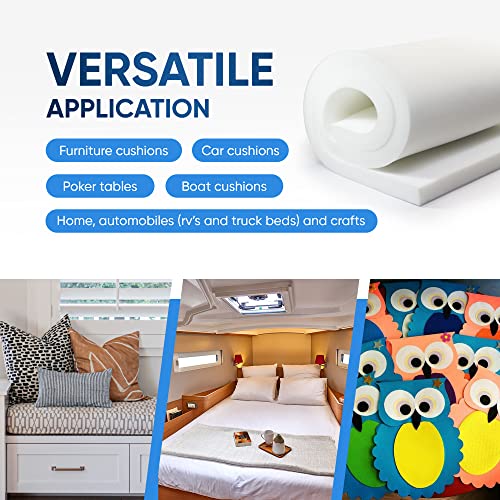 AK TRADING CO. (2" H X 30" W x 72"L) Upholstery Foam Cushion CertiPUR-US® Certified. Perfect for Seat Replacement, Upholstery Sheet & Foam Padding, white - size: 2" H X 30" W x 72"L