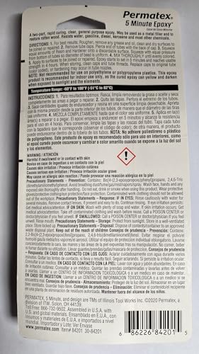 Permatex 84201 PermaPoxy 5 Minute General Purpose Epoxy, Two 0.6 oz. Tubes - size: 1.2 Ounce, style: Liquid