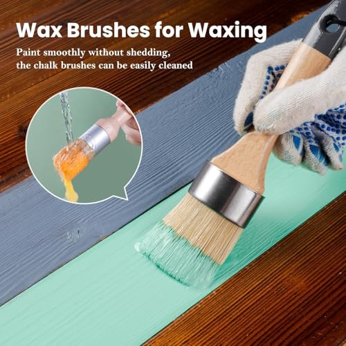 Mister Rui 2-Pack Wax Paint Brush Set, Flat & Oval, Natural Bristle - size: 1.2"1.2"