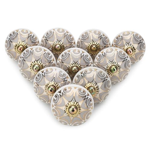 Grey Boho Ceramic Cabinet Knobs (Pack of 10) - color: Gray, style: Art Deco