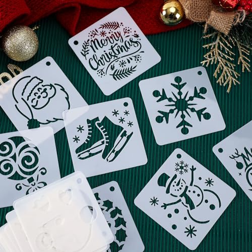 Augshy 56 Pack Christmas Snowman Face Stencils, Reusable 3 Inch - style: Snowman
