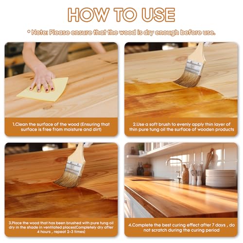 128 OZ Pure Tung Oil for Wood Outdoor/Indoor, Food Grade Sealer - size: 128 OZ