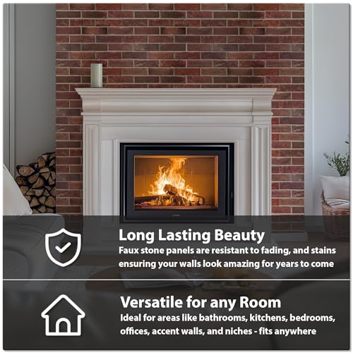 Sample 3D Faux Brick Wall Panel, 10" x 10", Material & Finish Preview - color: Red, size: Sample