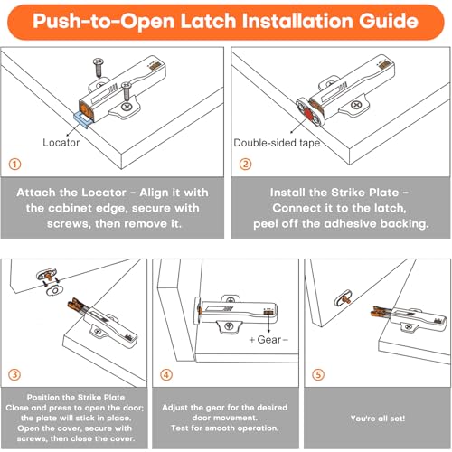HBL' 4 Pack Push to Open Door Latch, Heavy Duty Non-Magnetic RV Hidden Door Catch, Push Latch for Cabinet Hardware