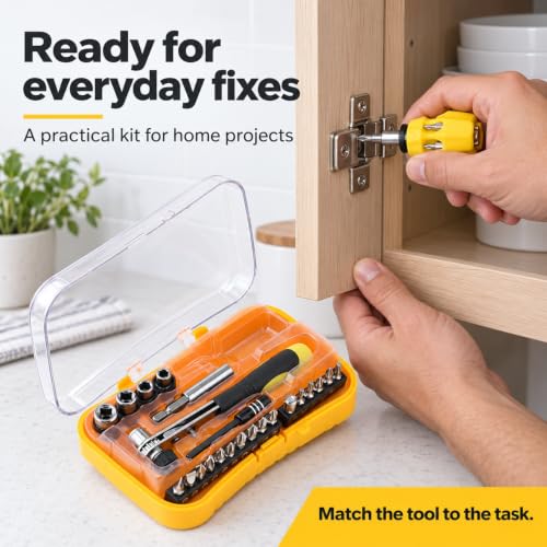 30 PCS Screwdriver Set Ratcheting Precision Tools for Home and Auto - color: Yellow, size: 30PCS