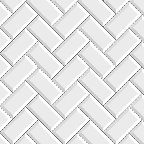 FunStick 17.5"x354" Herringbone White Wallpaper Peel and Stick Kitchen Backsplash Wallpaper Tile Contact Paper for Countertops Self Adhesive Vinyl Wall Paper Roll for Kitchen Bathroom Walls Waterproof - size: 17.5 x 354 Inches