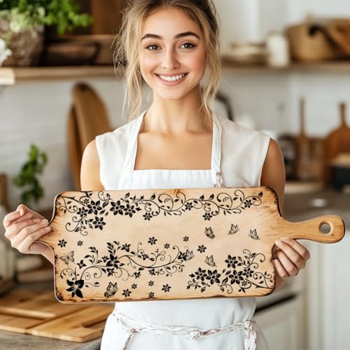 WEBEEDY 3 Pcs Black Flower Vine Rub on Transfer Sticker,5.9x11.8'' Flower Butterfly Furniture Decoration Sticker Decoupage Peel and Stick Wallpaper for Window Wood Glass Wall Art Bedroom Home Decor