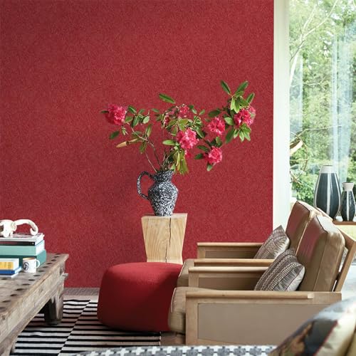 Dark Red Peel and Stick Self Adhesive Wallpaper Embossed Silk Contact Paper - color: Drak Red, size: 15.7" x 118"