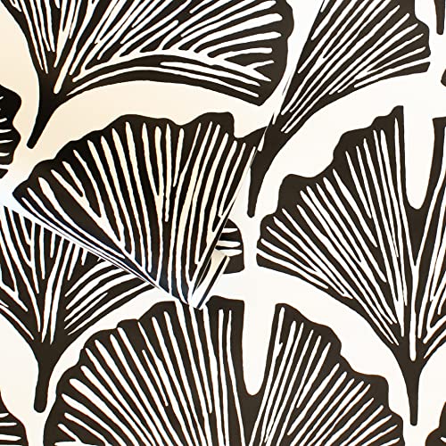 Tempaper x Novogratz Zebra Black Feather Palm Removable Peel and Stick Wallpaper, 20.5 in X 9 ft, Made in The USA - color: Zebra Black, size: 20.5" x 108"