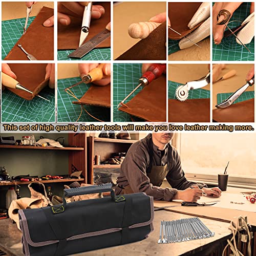 Tikjiua 456Pcs Leather Tooling Working Kit, Leather Crafting Tools with Bag - size: 456 Pcs