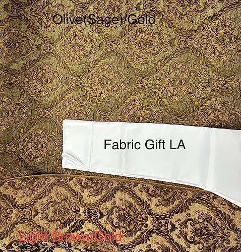 Damask Tapestry Chenille Fabric - Upholstery Fabric, 60" Width - Sold by The Yard (Light Brown/Gold) - color: Light Brown/Gold