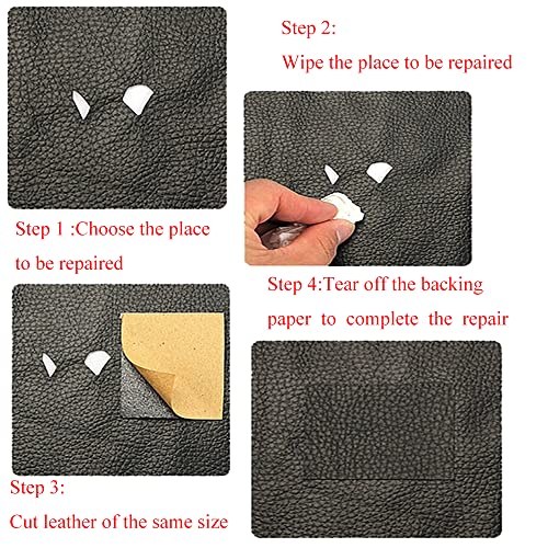 Update Self Adhesive Faux Leather Sheet Vinyl Upholstery Leather Fabric Material Sheets Leather Repair for Sofa Bags Chairs Car Seats DIY Craft Black 17.3" x 78"