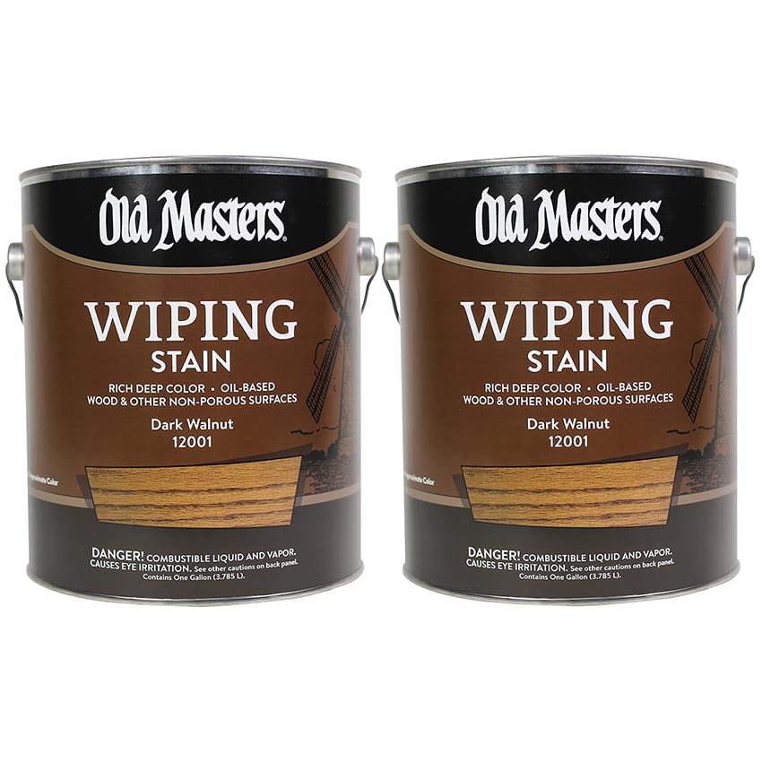2 Pack of 1 gal Old Masters 12001 Dark Walnut Old Masters Oil-Based Wiping Stain - color: Dark Walnut, size: 1 Gallon