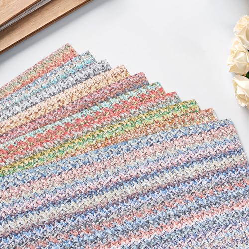 10 Colors 11.8 x 8.3 Inch Woven PU Leather Sheets for Crafts Soft Leather Fabrics Waterproof Braided Texture Colorful Microfiber Leatherette Rolls for Handicraft DIY Projects Handbags Bows - style: woven pattern A