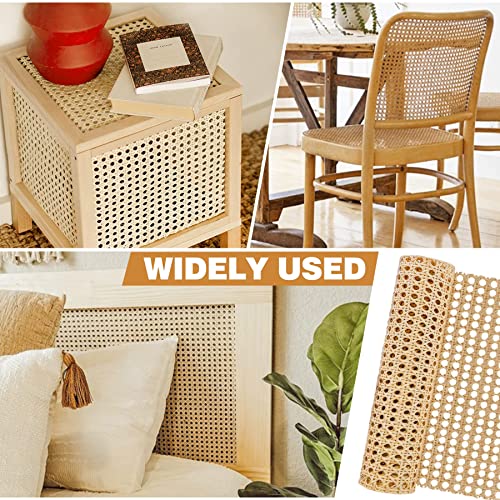16" Width x 3.3 Feet Cane Rattan Webbing Roll for Caning Projects, Cane Webbing Sheet, Natural Pre-Woven Open Mesh for Furniture Chair Cabinet Ceiling Bed Door - size: 16in W x 3.3ft L