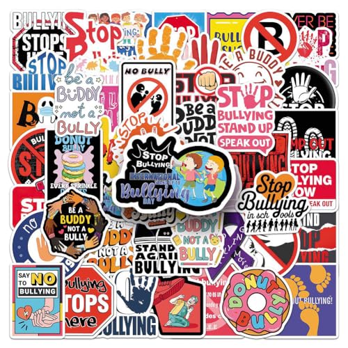 Anti Bullying Stickers |50Pcs Stop Bullying Theme Waterproof Vinyl Decals - color: Anti Bullying