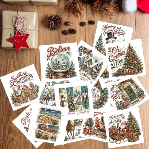 Christmas Rub on Transfers for Crafts, Art Transfer Furniture Decals - style: Vintage Christmas 02