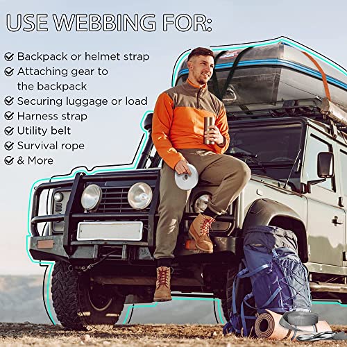 TECEUM Webbing Strap, 3/4" to 2", 10-50 Yds, Multi-Color Heavy Duty Tape - color: Black, size: 1.5"- 25 yards