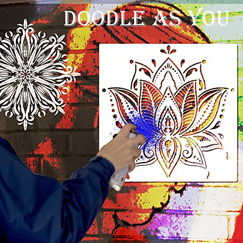 Mandala Stencils, 9 Pack Large Reusable Painting Templates 12x12 Inch