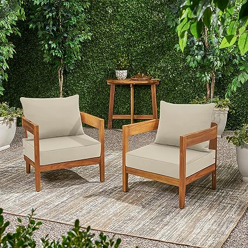 Favoyard Outdoor Patio Seat Cushions Set, 22 x 22 Inch, Waterproof, Beige - color: Beige, size: 22 x 22 x 3 In