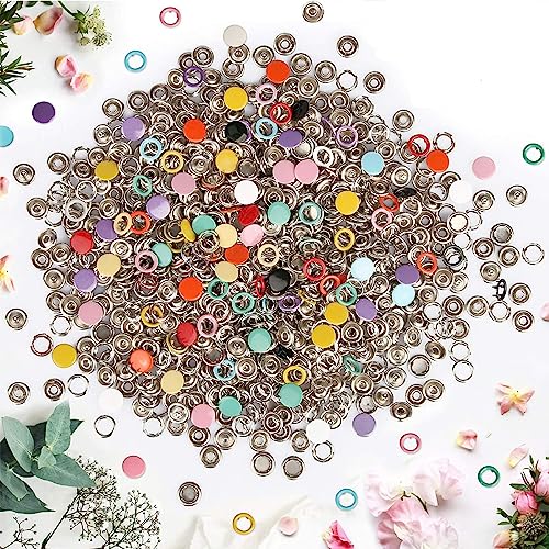 GTAAOY 9.5 mm Metal Snap Buttons with Snap Pliers, 200 Sets / 800 pcs - style: Colorful Solid Prong Snaps-200set
