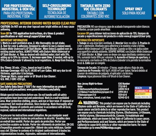General Finishes Enduro Water Based Clear Poly, 1 Gallon, Semi-Gloss - color: Semi-Gloss, size: 1 Gallon