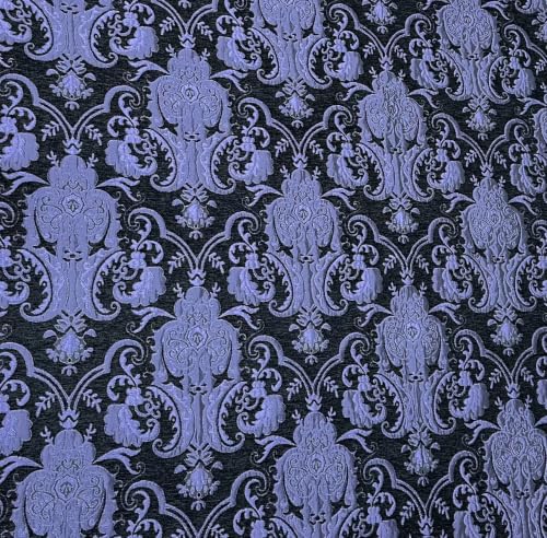Damask, Chenille,Upholstery,Drapery Fabric, Sold By the Yard 58" Wide (Purple/Black) - color: Purple/Black