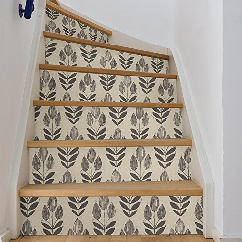 NuWallpaper Folk Tulip Peel and Stick Wallpaper, Neutral, Textured Removable Wallpaper, 20.5 in x 18 ft - color: Neutral