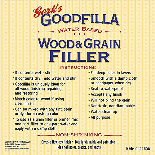 Goodfilla Walnut, 8 oz, Wood and Grain Filler, Stainable, Tintable, Sandable, Zero Waste, Non-Toxic, USA Made - color: Walnut, size: 8 oz