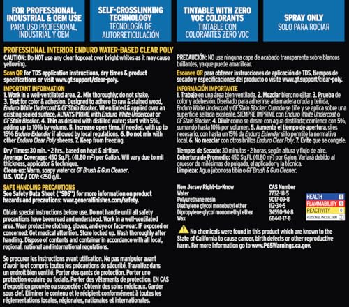 General Finishes Enduro Water Based Clear Poly, 1 Gallon, Dead Flat - color: Dead Flat, size: 1 Gallon