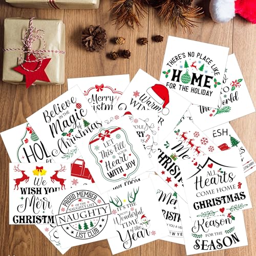 20 Pcs Christmas Quote Rub-On Transfers for Furniture & Crafts, 6 x 6 Inch - style: Holiday Sayings