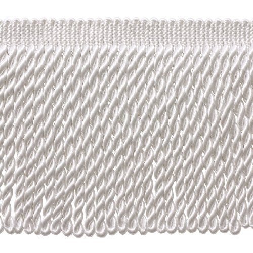 6" (15cm) Basic Solid Collection Traditional Satiny Bullion Fringe Trim (Style# BFS6), Pure White #A1 (Bright White) Sold By The Yard (36"/3 ft/0.9m) - color: Pure White #A1 (Bright White), size: Sold By The Yard (36"/3 ft/0.9m)
