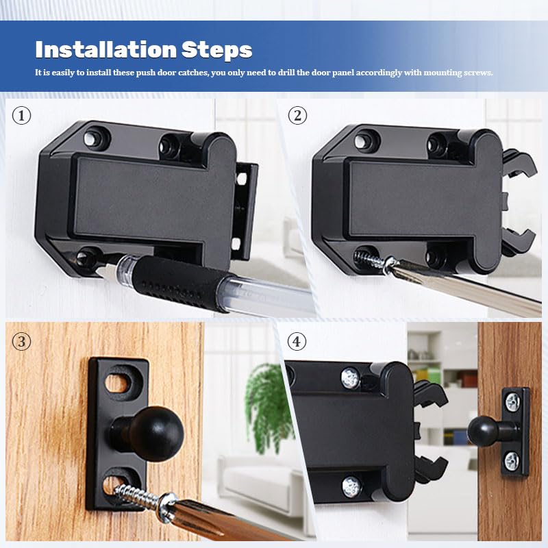 Touch Release Catch Latch 2 PCS Push to Open Door Catch