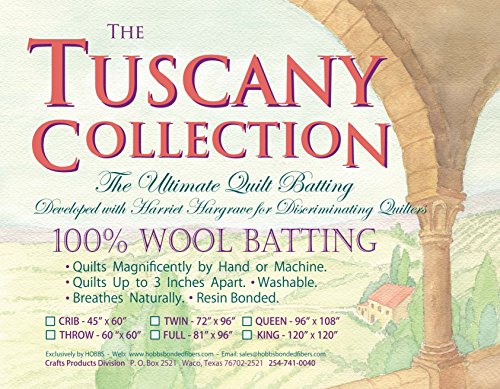 Hobbs TW72 Batting Tuscany Washable Wool, 72" x 96"/Twin