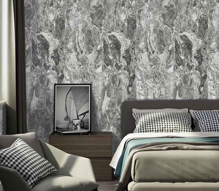 burgeliy Grey Marble Vinyl Wrap Protector Auto Modification Wallpaper 24"x196" Classic Style, Waterproof, Heat-Resistant,3D Thickened Peel and Stick, Countertops, Cabinets, Self Adhesive Tint Film - size: 24"x196"