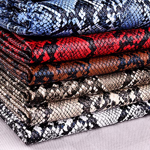 3D Anaconda Snake Skin Vinyl Faux Leather Upholstery Fabric By Meter, Embossed PU Fabric Leather Sheets for Earrings DIY Crafts Chairs Seats Sofa 54''x39'' 138x100cm(Color:White) - color: White
