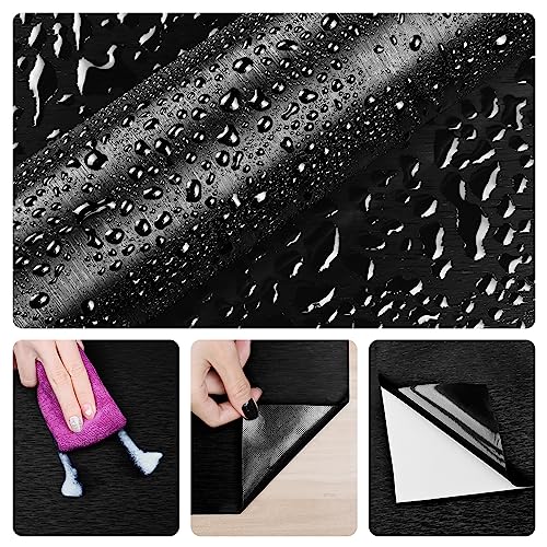 Black Stainless Steel Wallpaper Peel and Stick Backsplash Refrigerator Wrap - size: 15.75"x78"