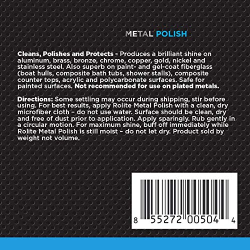 Rolite - RMP45z2PK Metal Polish Paste - Industrial Strength Scratch Remover and Cleaner, Polishing Cream for Aluminum, Chrome, Stainless Steel and Other Metals, Non-Toxic Formula, 4.5 Ounces, 2 Pack - size: 4.5oz, style: 2 Pack