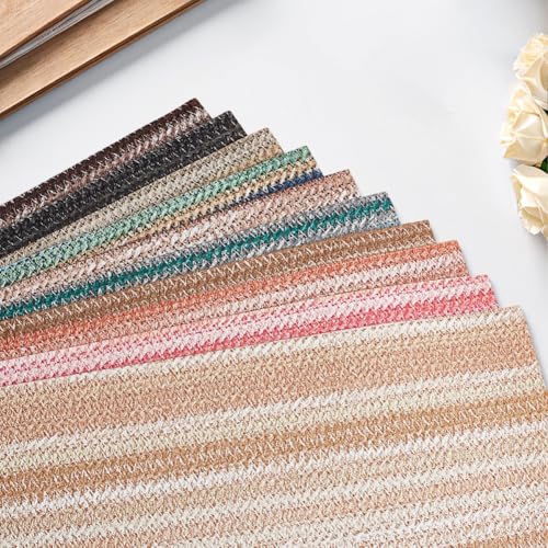 10 Colors 11.8 x 8.3 Inch Braided Texture PU Leather Sheets Soft Woven Leather Fabrics Waterproof Colorful Microfiber Leatherette Rolls for Crafts Handicraft DIY Projects Handbags Bows - style: woven pattern B